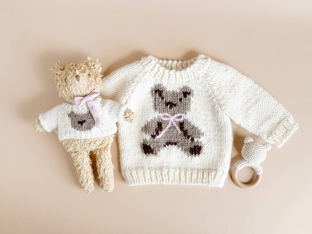 Teddy Bear Pink Bow Sweater