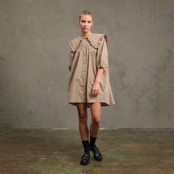 Ruffle Collar Smock Dress