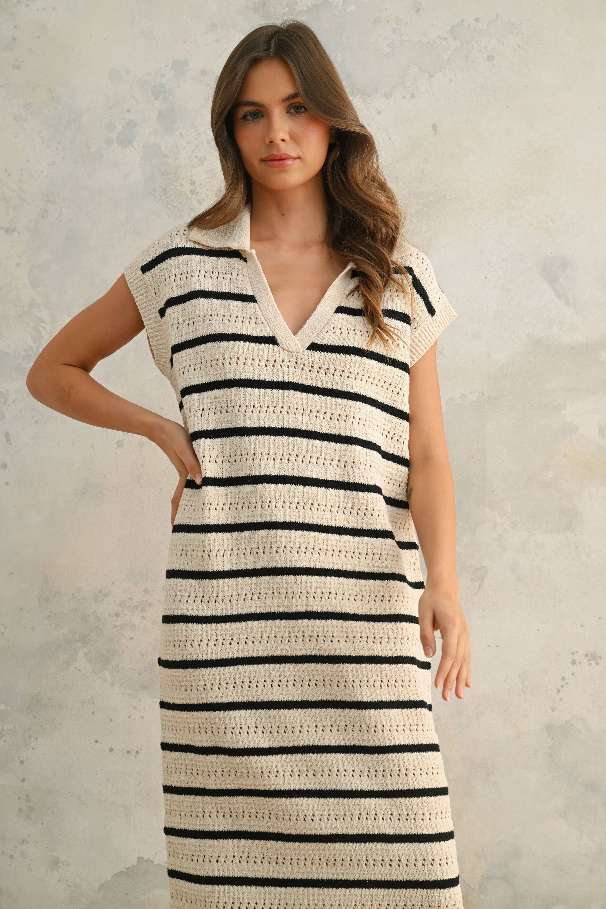 Crochet Knitted Collared Dress