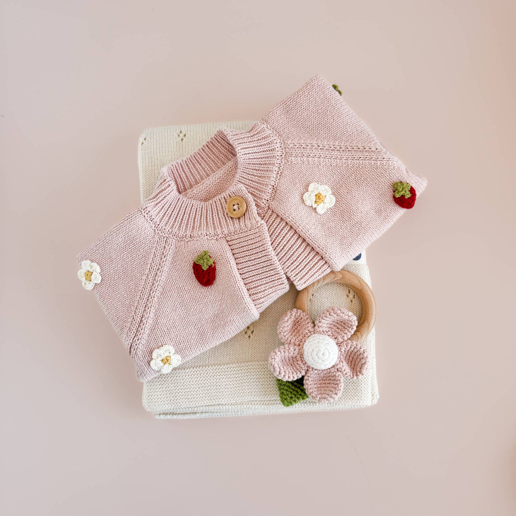 Strawberry Flower Baby Cardigan