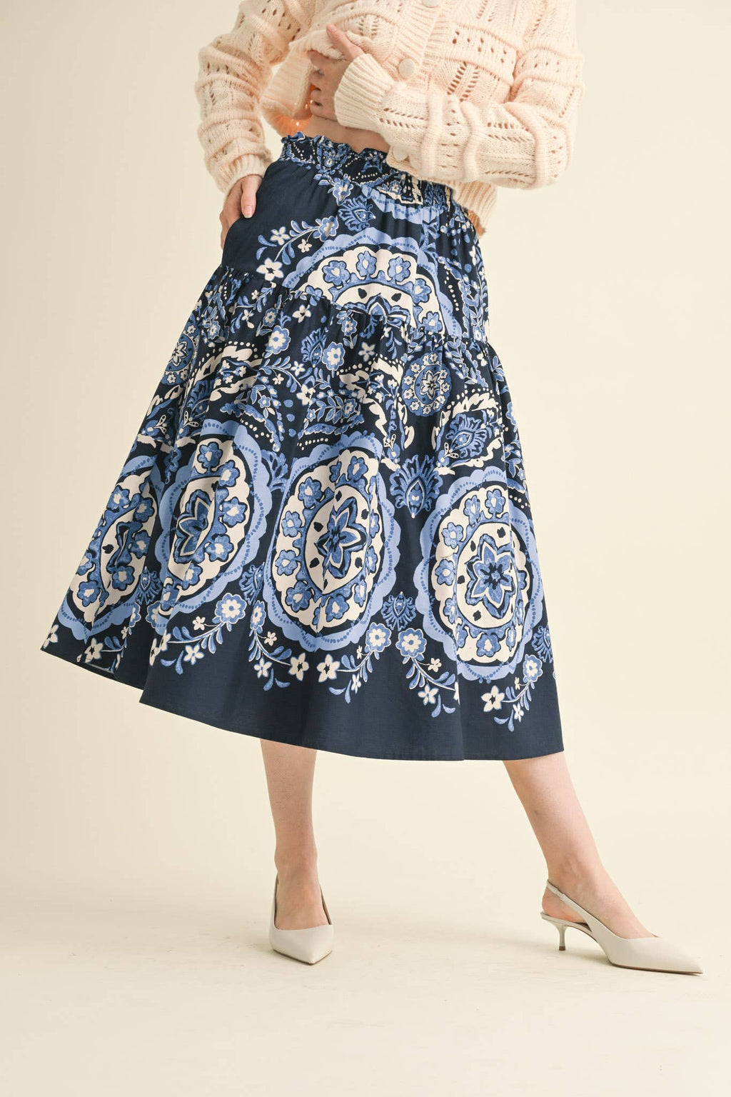 High Rise Midi Skirt