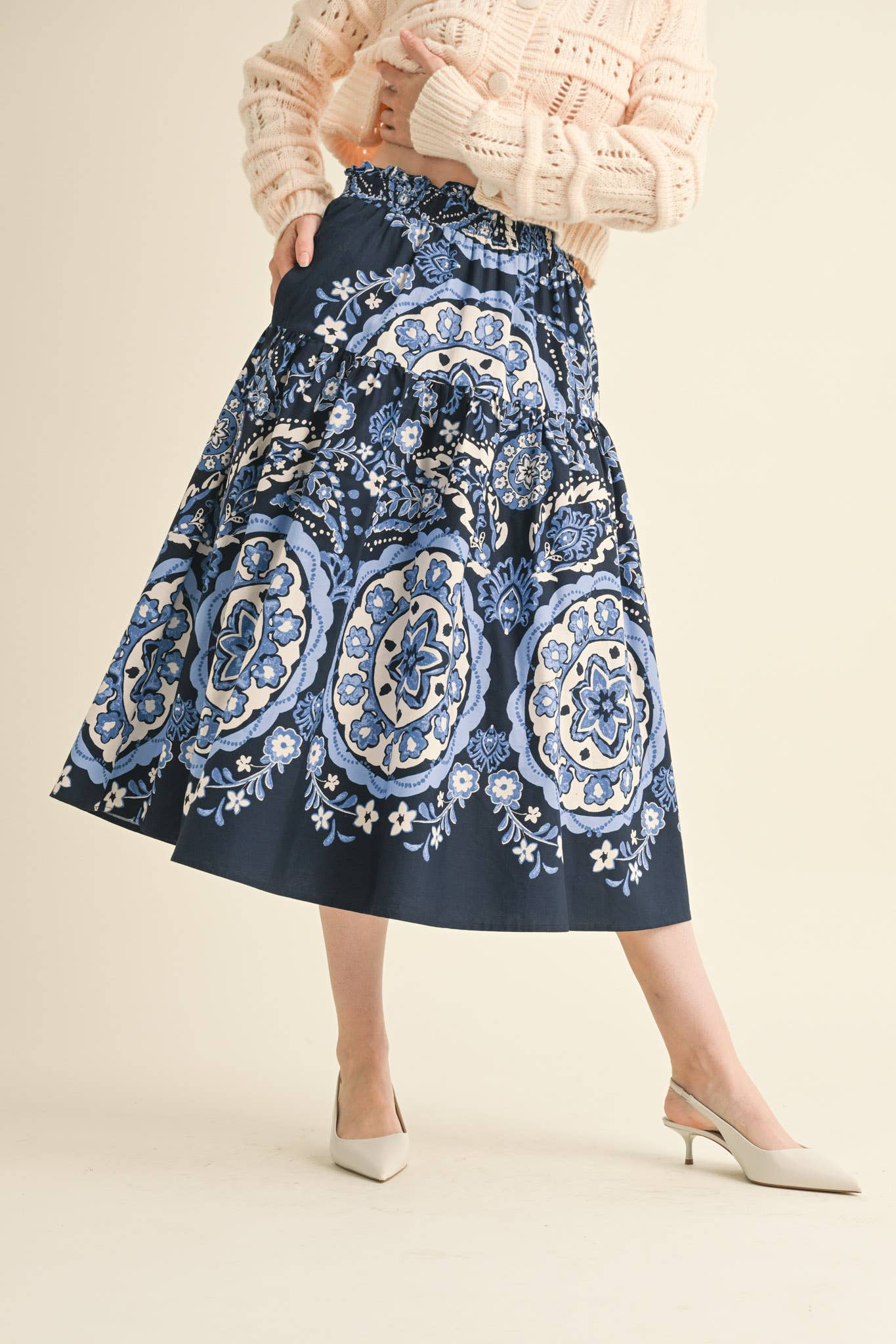 High Rise Midi Skirt