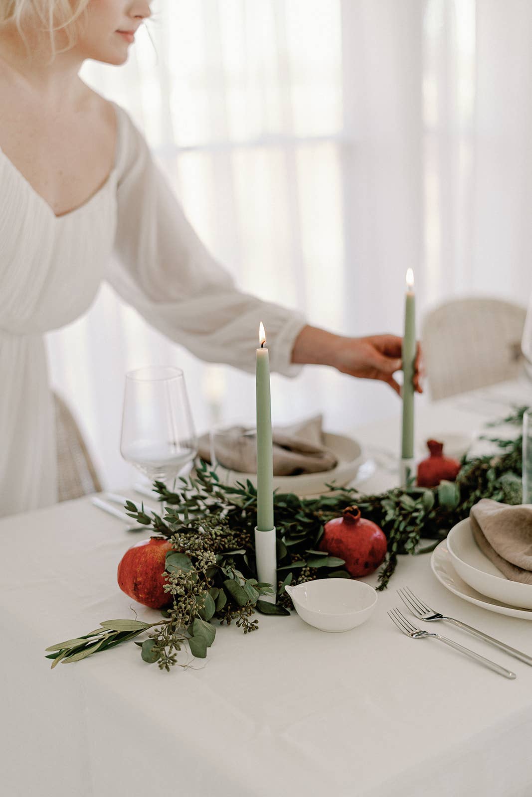 Eucalyptus Dipped Beeswax Taper Candles