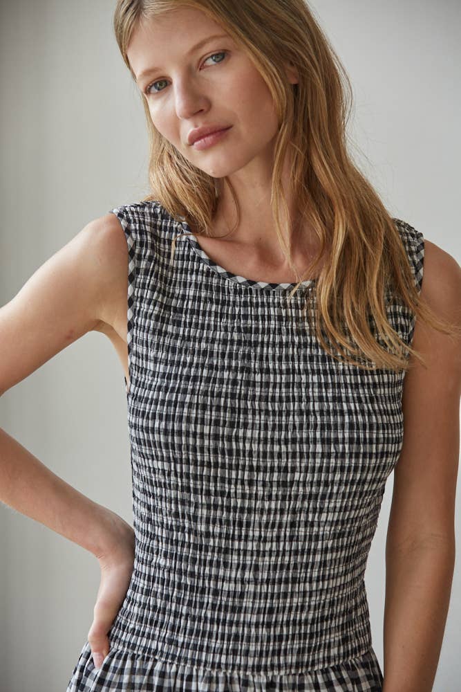 Gingham Smocked Midi Dress
