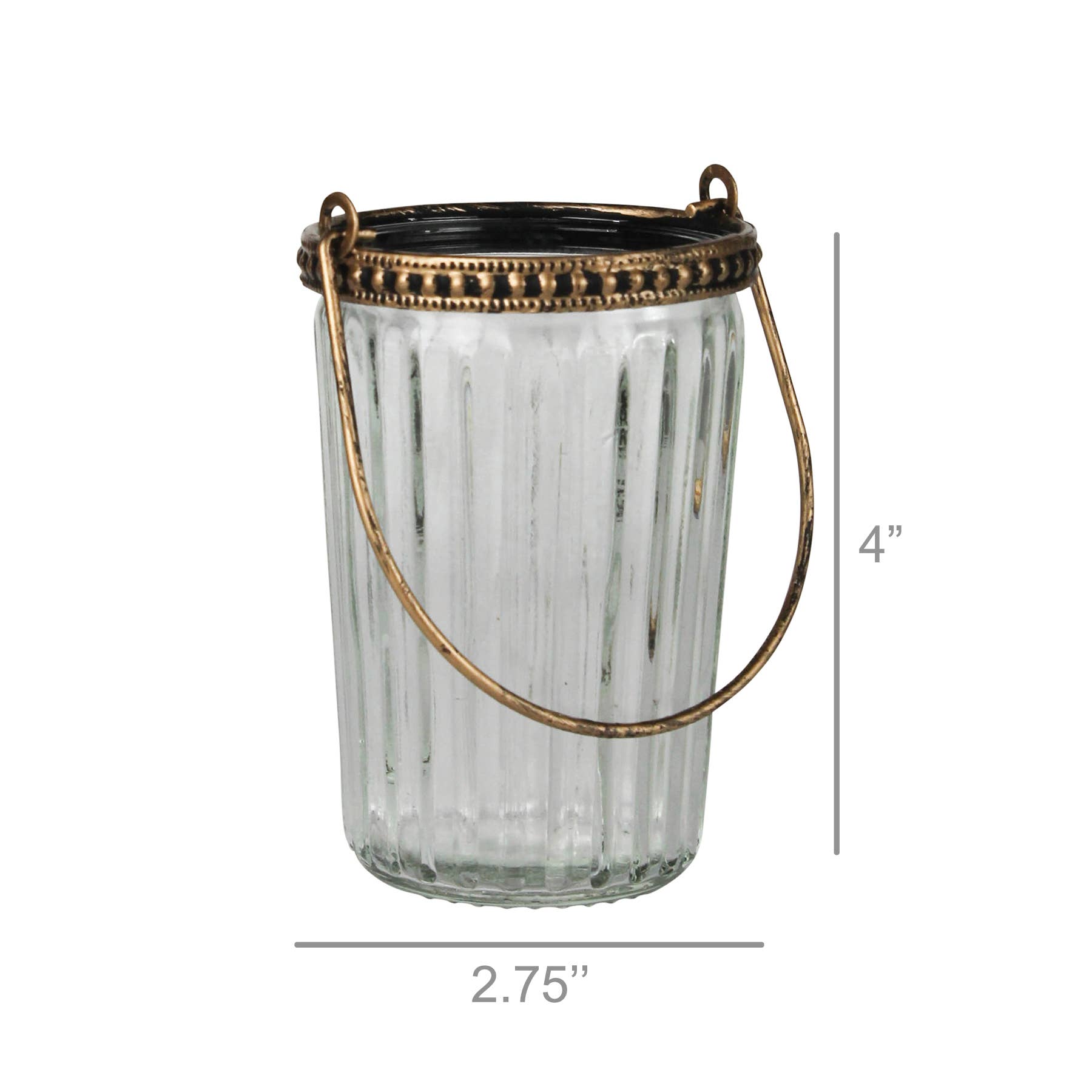 Fez Votive with Handle Ribbed 4"