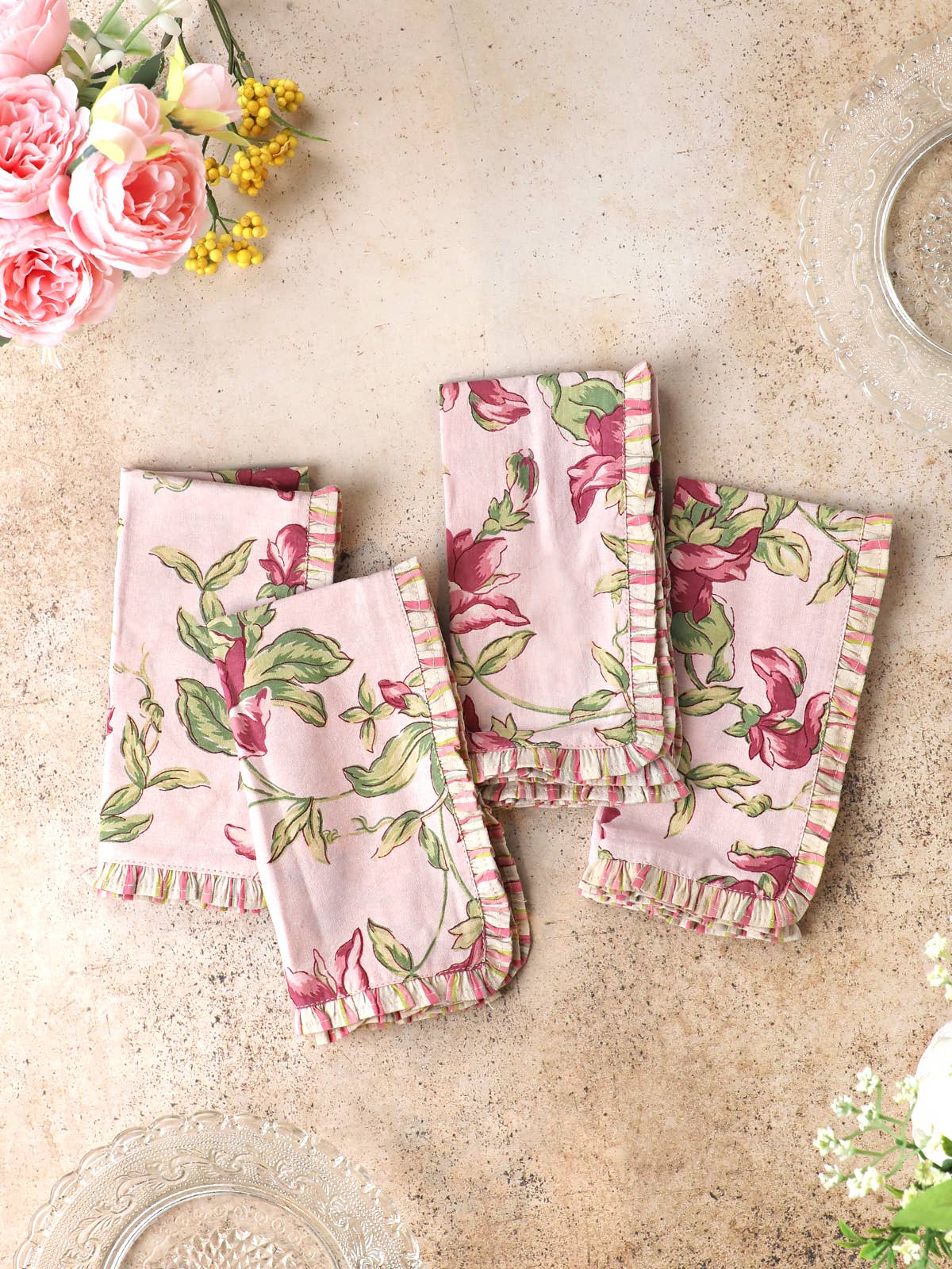 Sweet Pea Ruffle Luncheon Napkin Set
