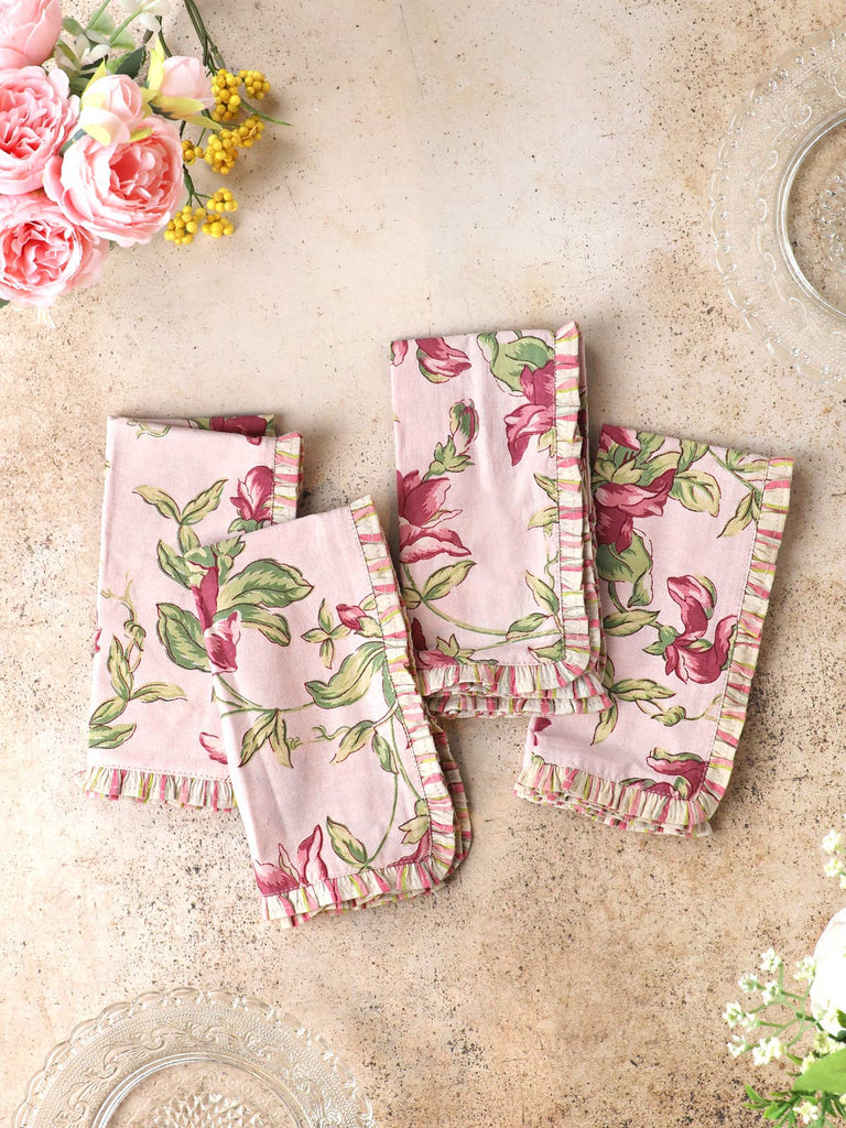 Sweet Pea Ruffle Luncheon Napkin Set