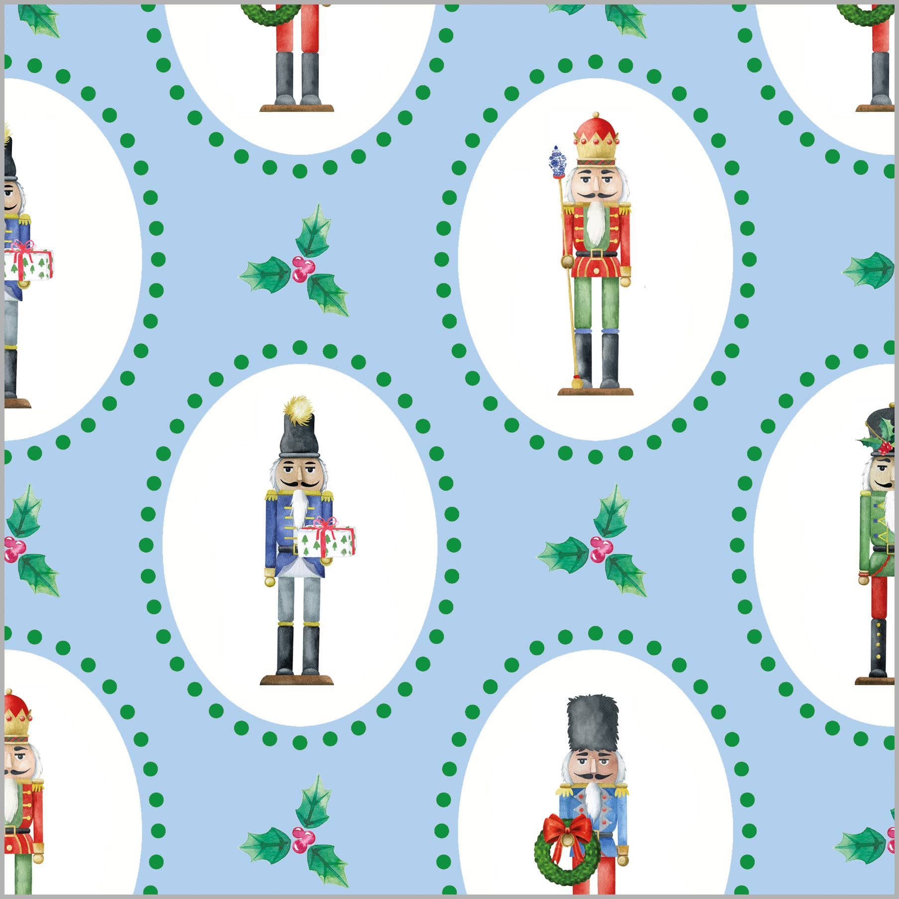 Nutcracker Plaque Continuous Roll Gift Wrap