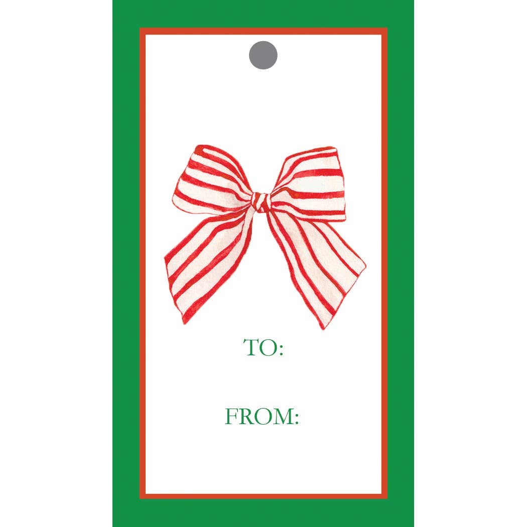 Red Striped Bow Gift Tags