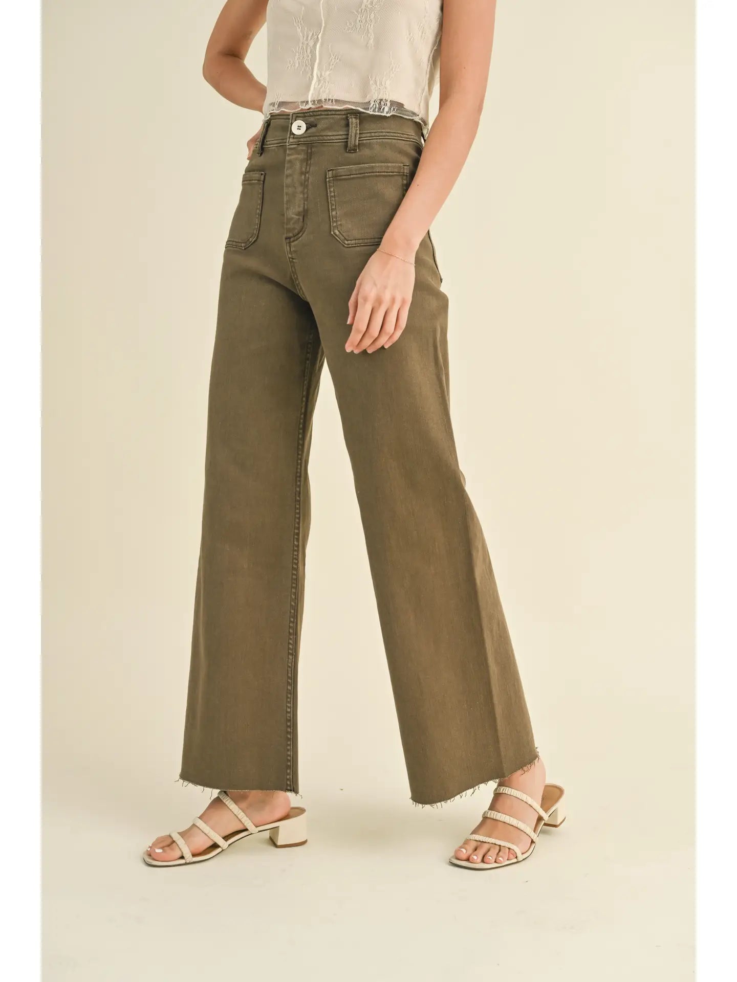 Straight Wide Leg Pants with Front Pocket