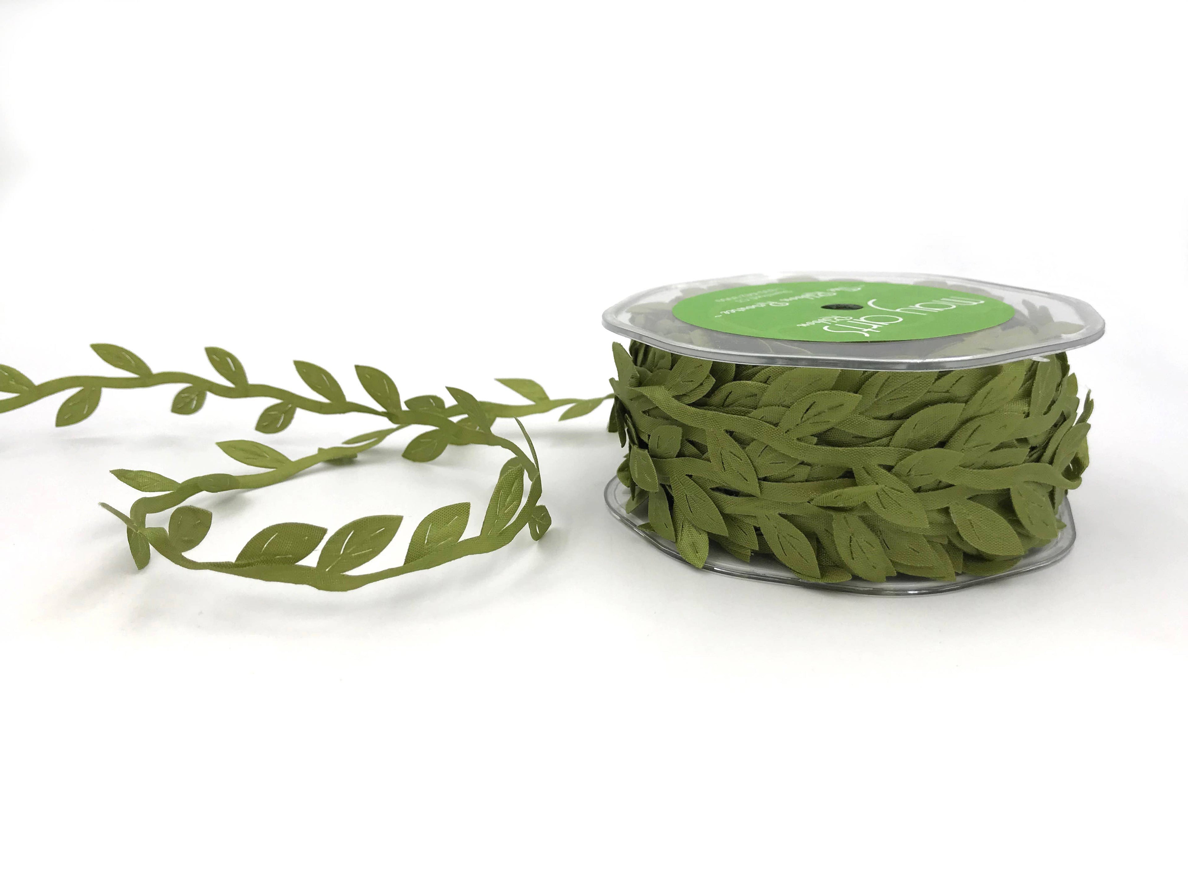 Olive Green Classic Cutout Leaf Ribbon Trim