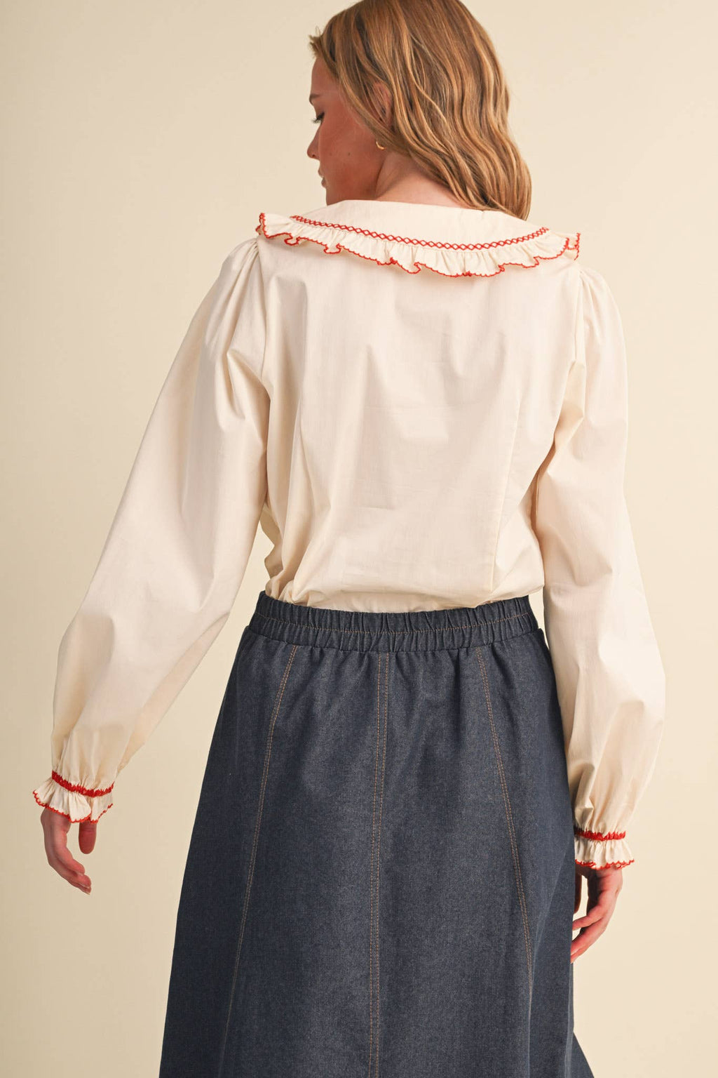 Doll Collar Button Up Top