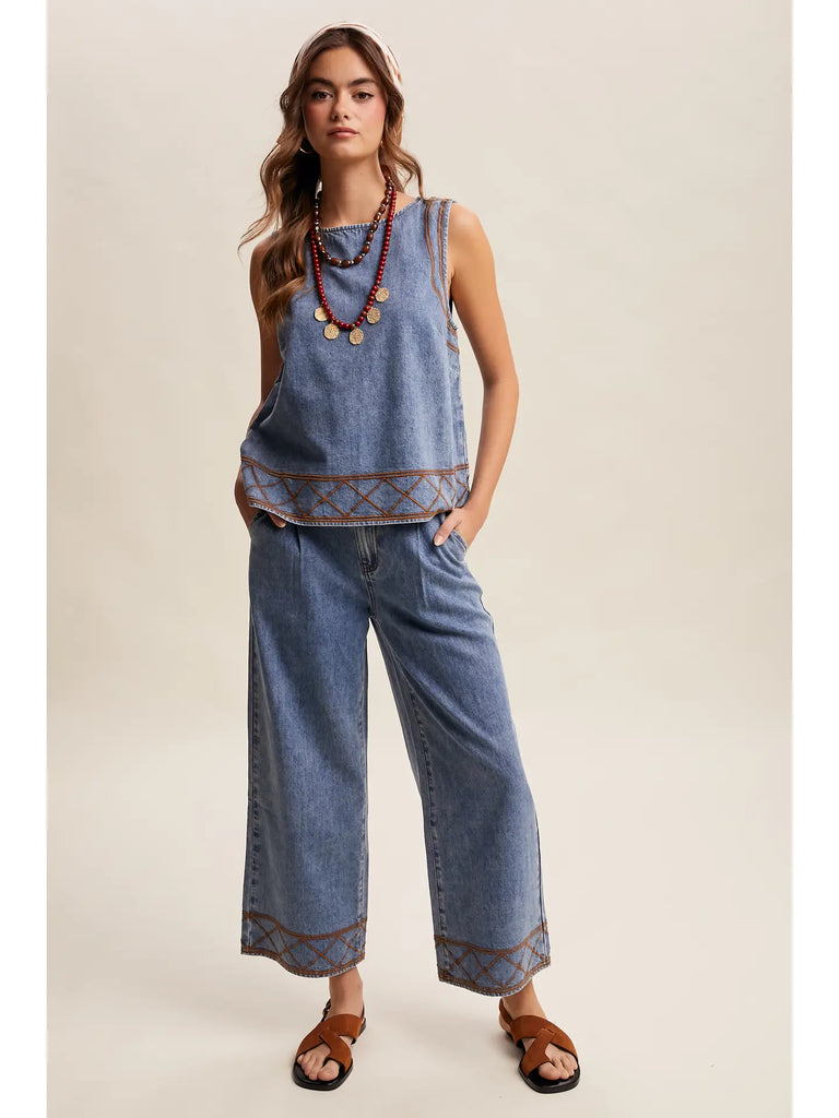 Denim Tank & Pants Set in Drift Blue