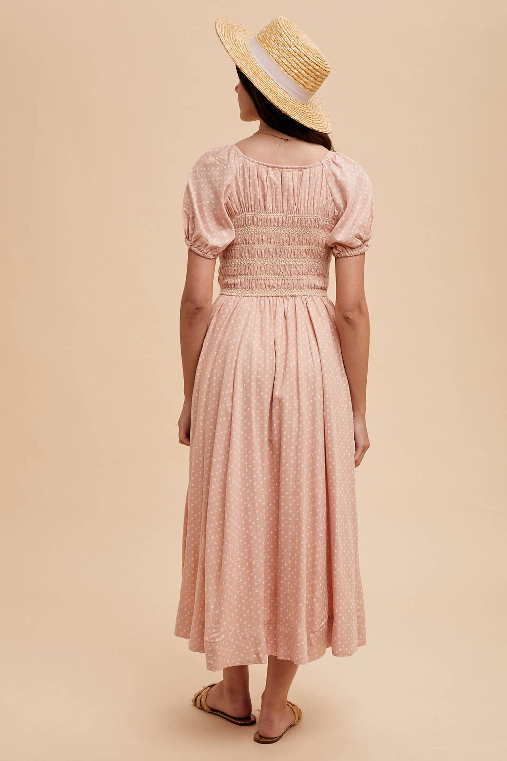 Contrast Smocked Maxi Dress