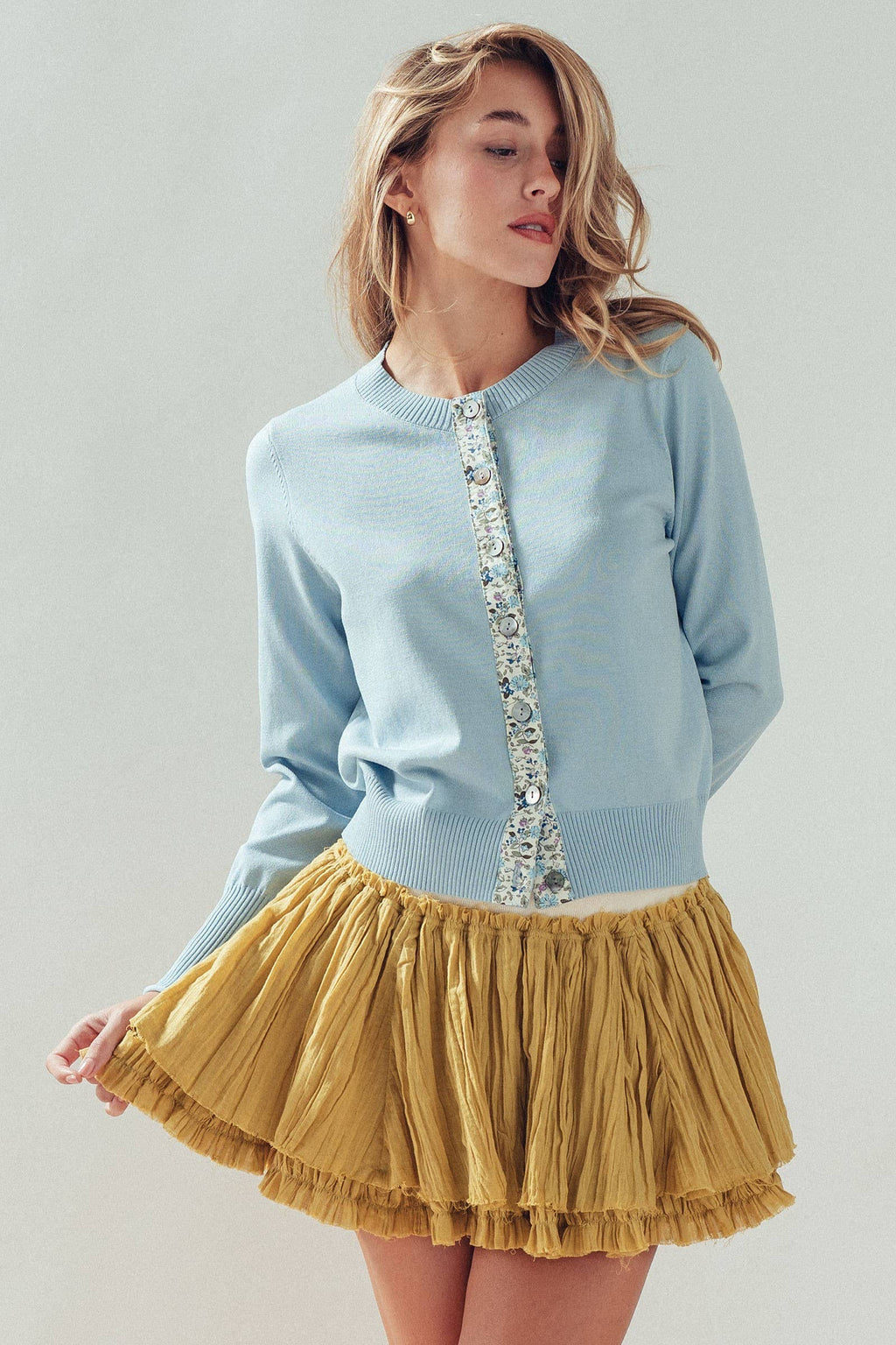 Contrast Floral Cardigan