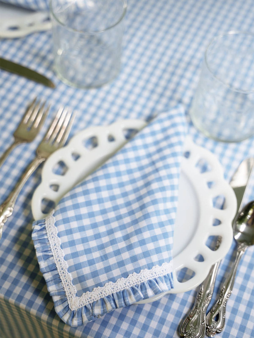 Cottage Gingham Luncheon Napkin Set