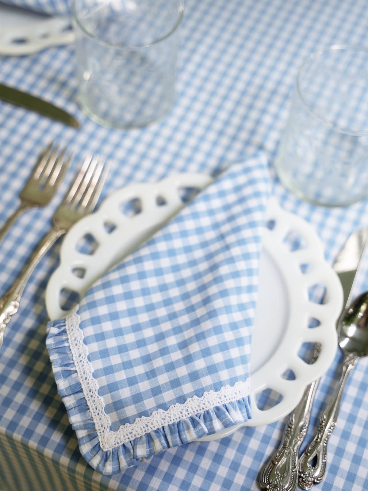 Cottage Gingham Luncheon Napkin Set