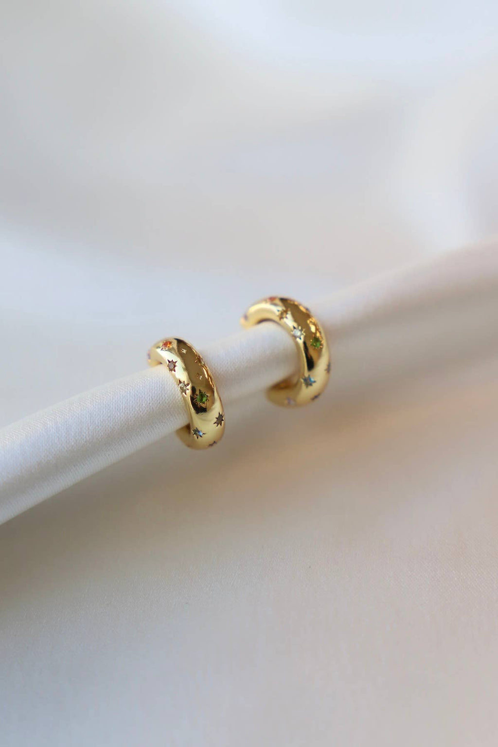 Silver Penny CZ Star Hoops