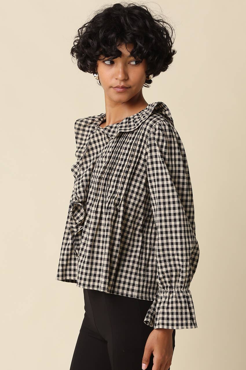 Hazel Gingham Ruffle Blouse