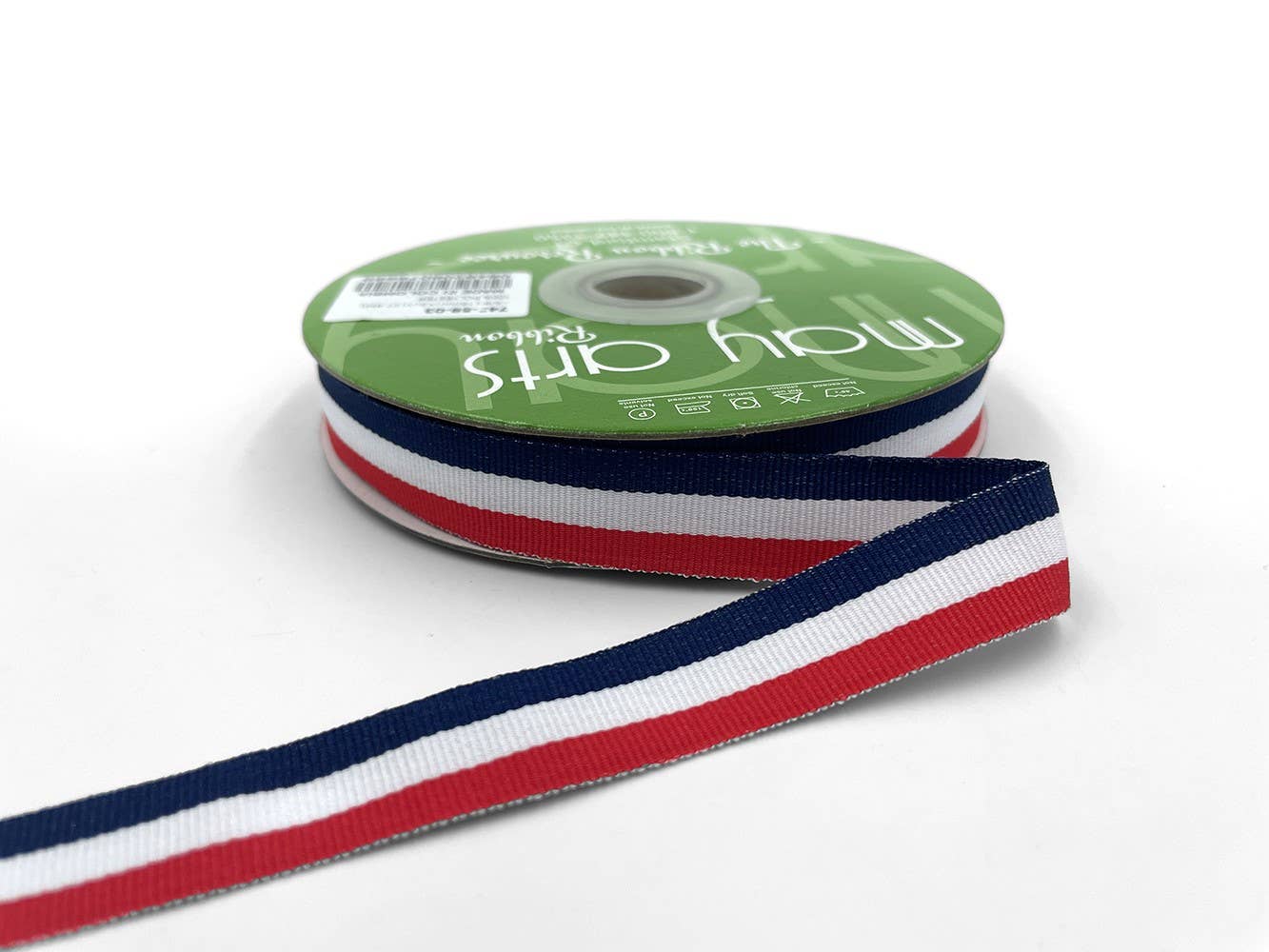 Red, White, Blue Woven Modern Stripe Grosgrain Ribbon