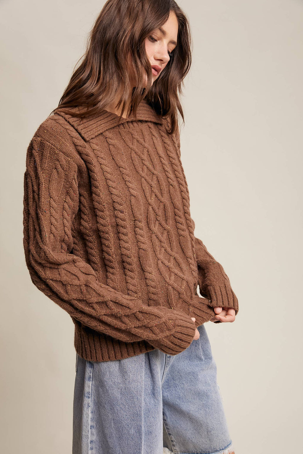 Collared Cable Knit Sweater