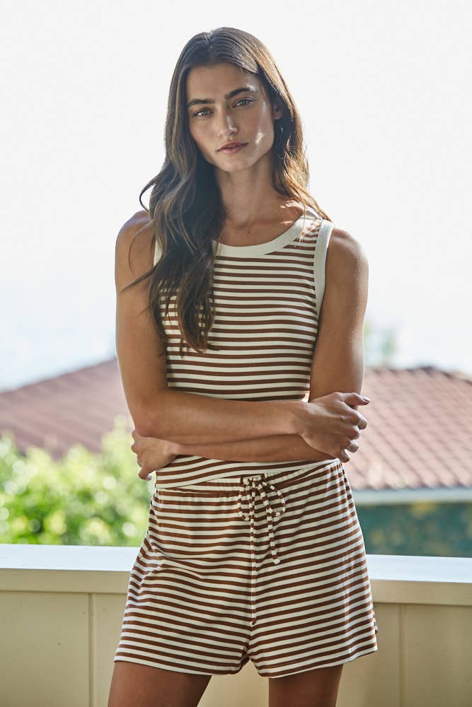 Spandex Striped Sleeveless Top