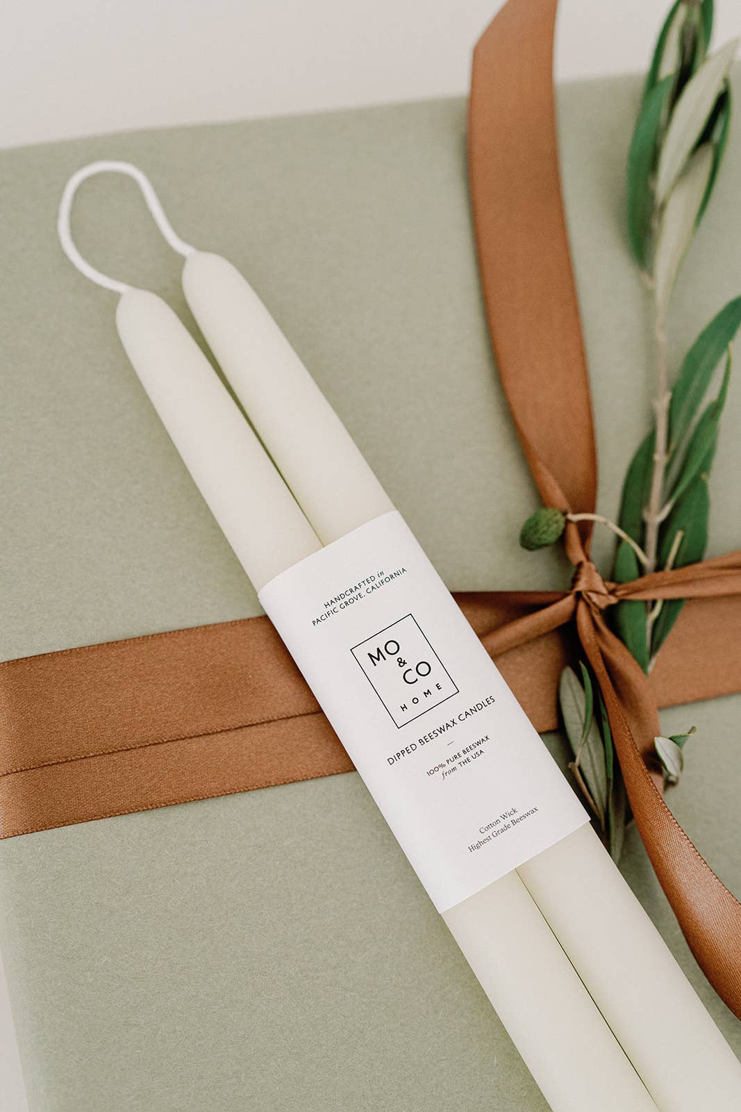 Natural White Dipped Beeswax Taper Candles