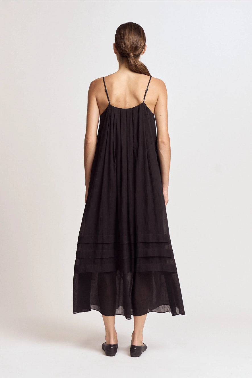 Pleated Cotton Maxi Dress