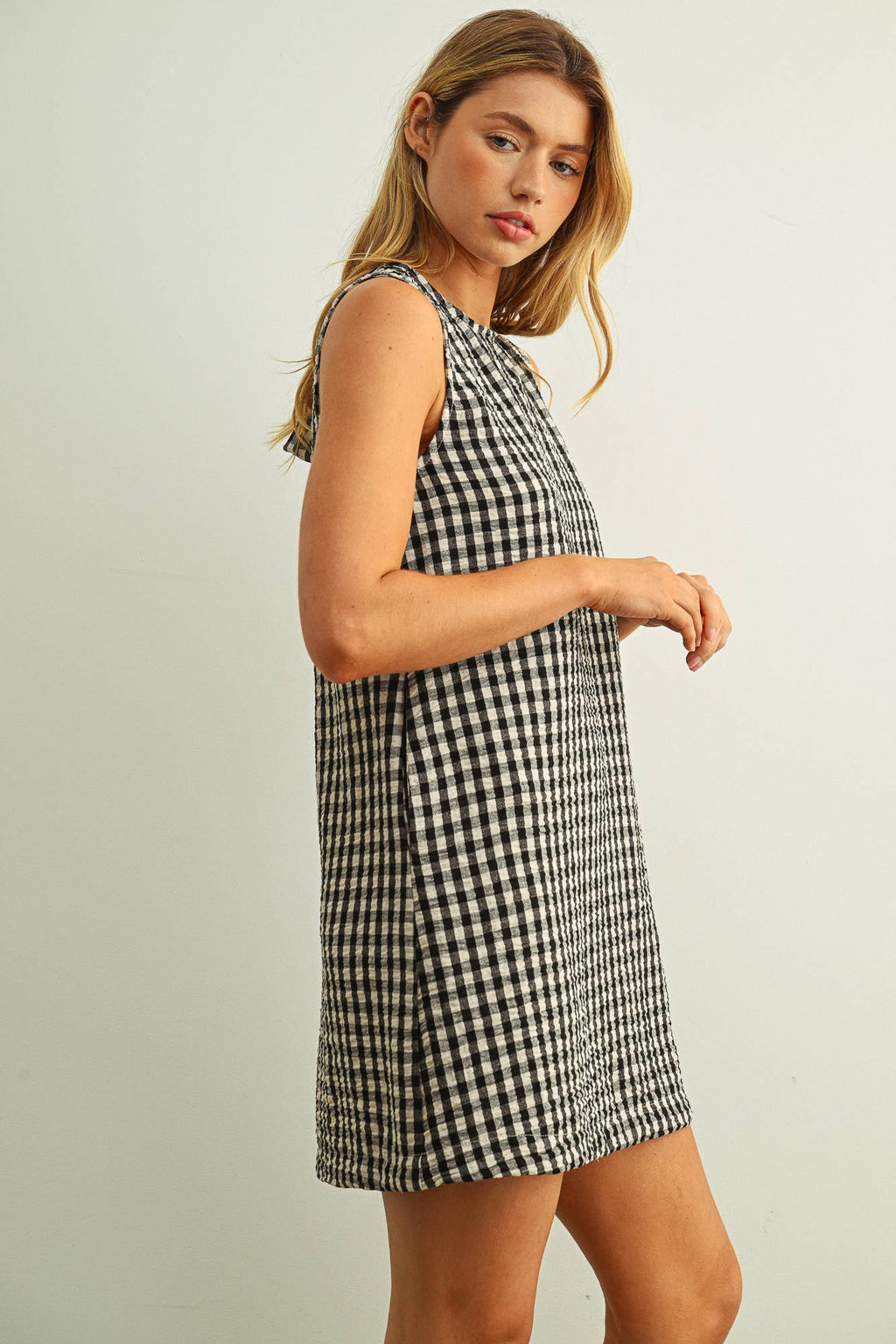 Gingham Open Back Dress