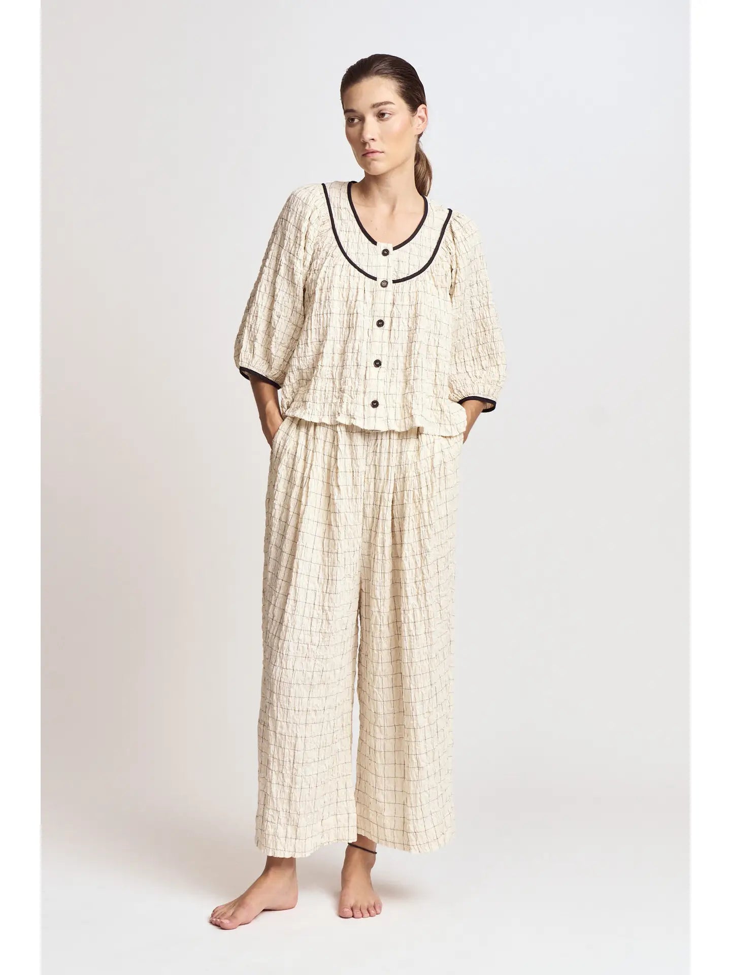 Twill Tape Puff Sleeve Top