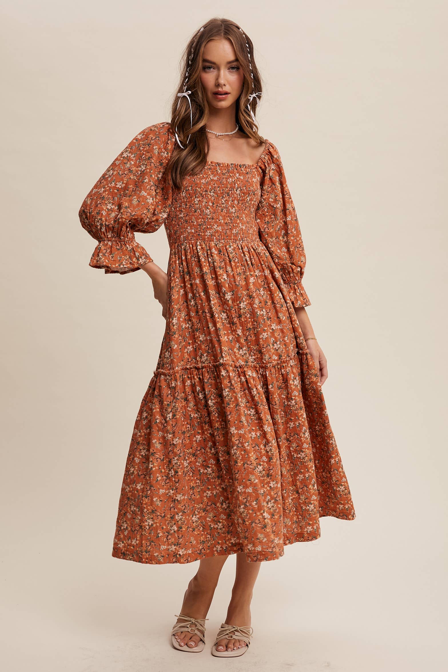 Floral Tiered Midi Dress