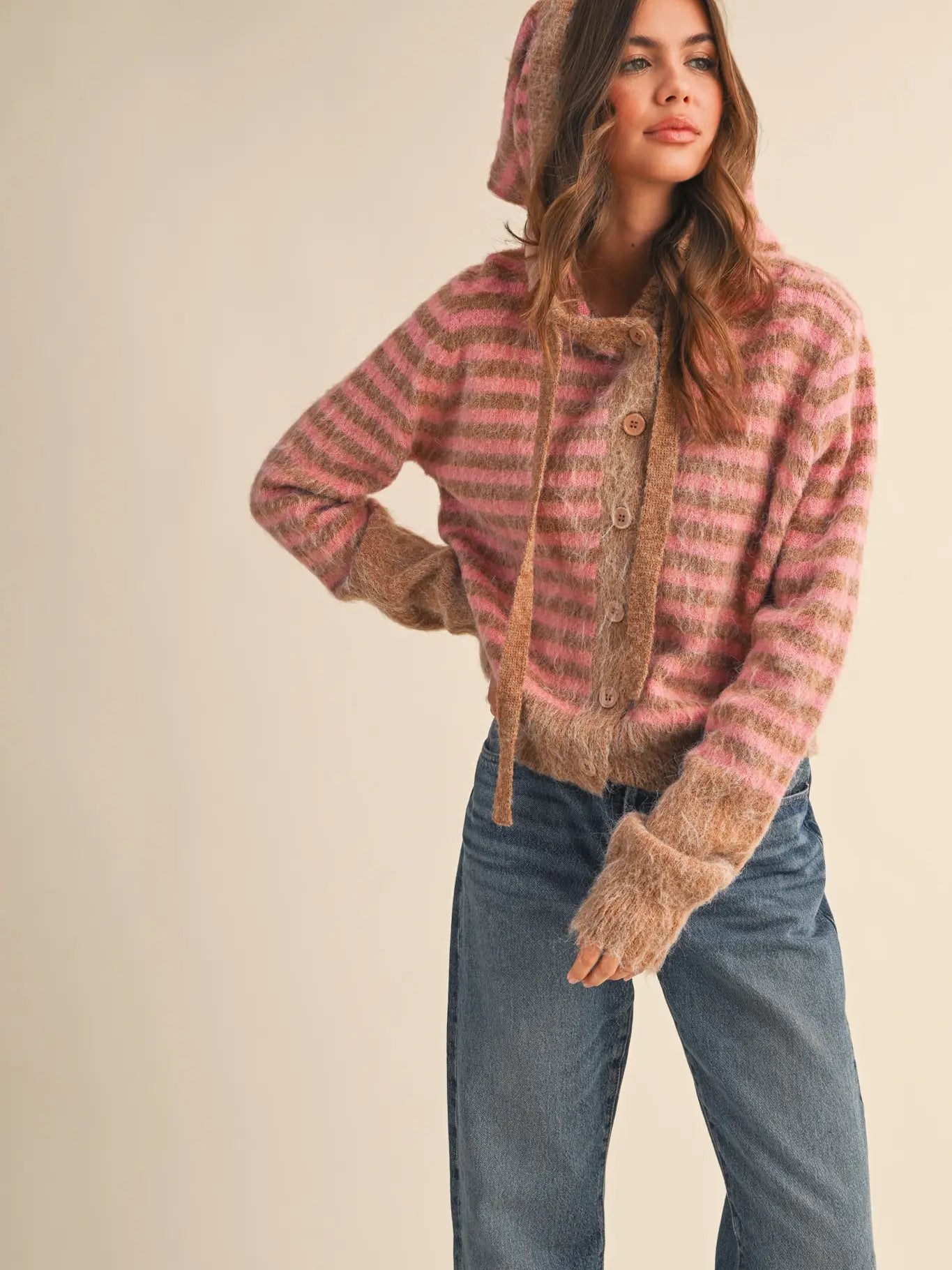 Striped Hoodie Sweater Cardigan