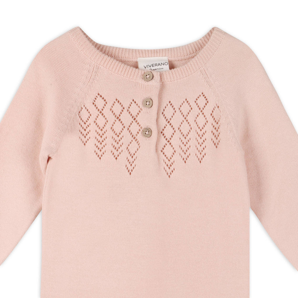 Diamond Pointelle Knit Baby Jumpsuit