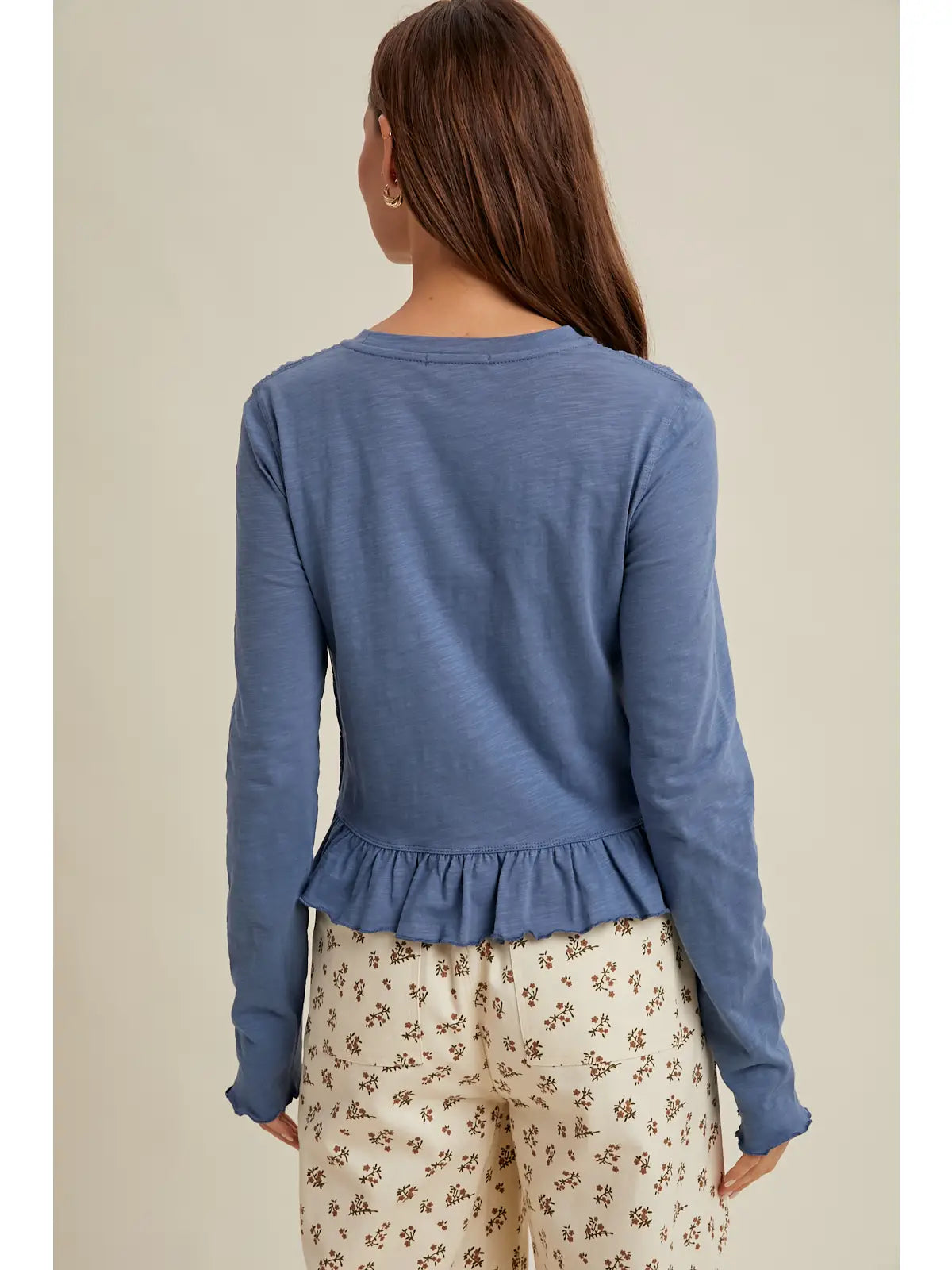 Smocked Slub Knit Top