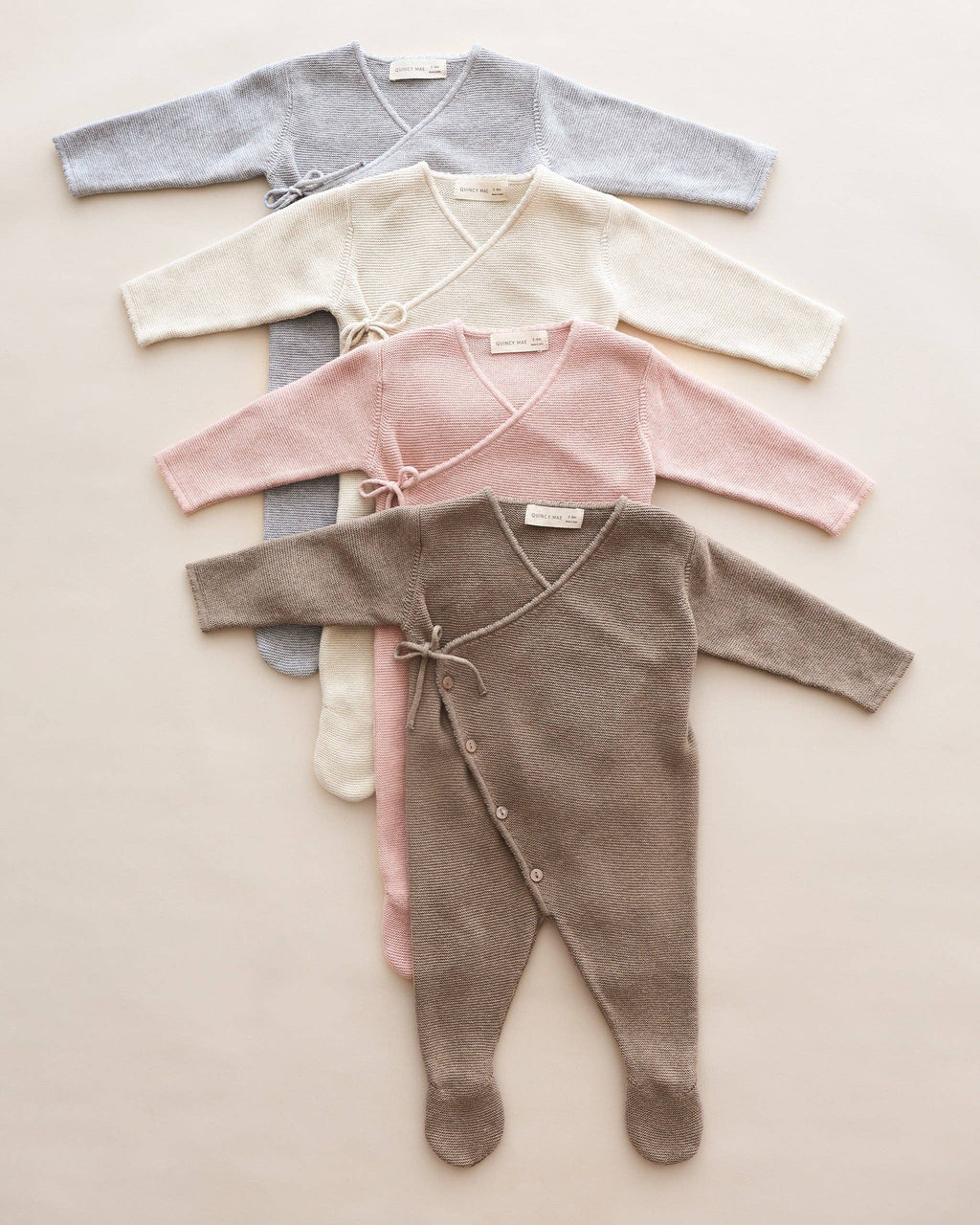 Heathered Dusty Blue Wrap Knit Footie