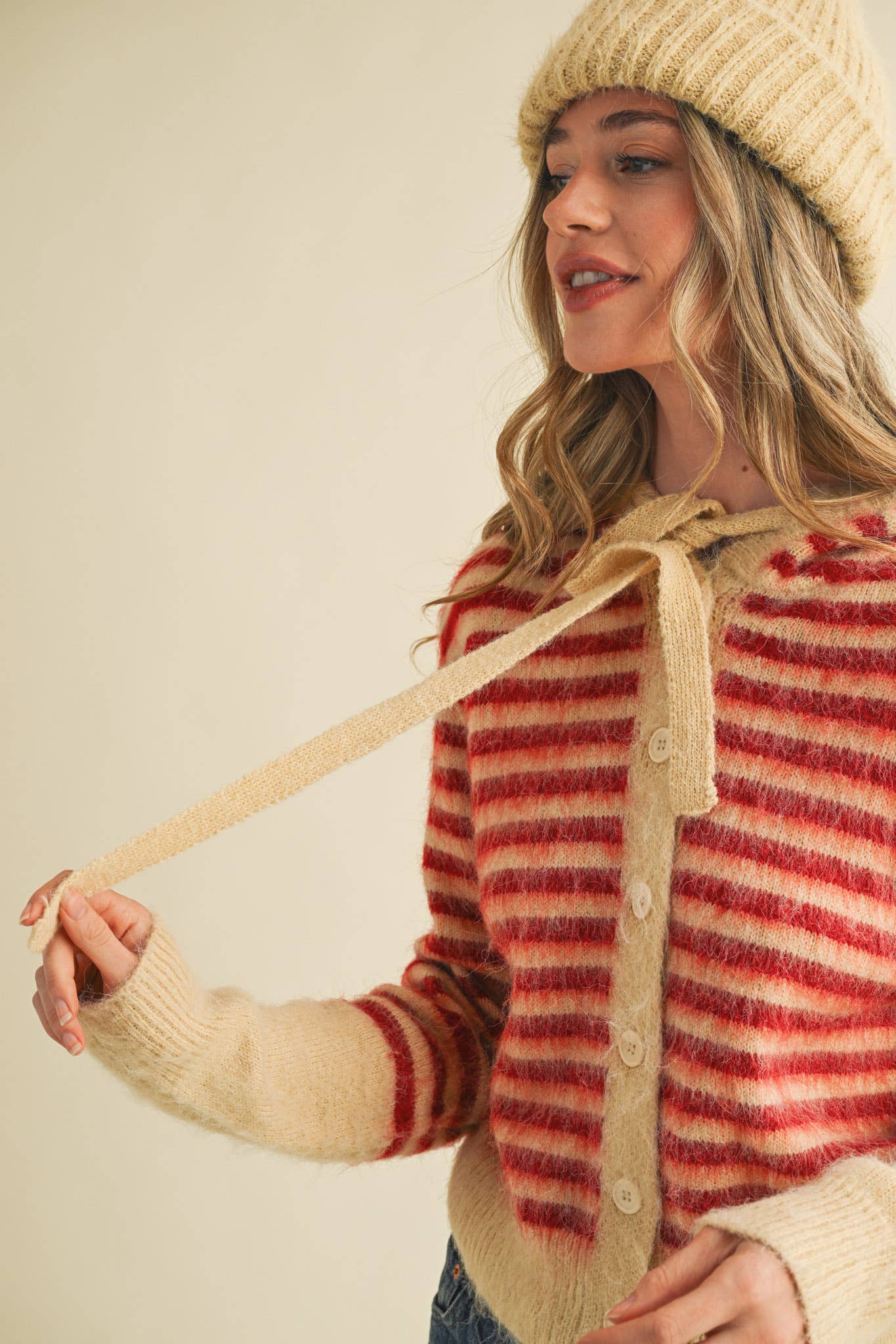 Striped Hoodie Sweater Cardigan