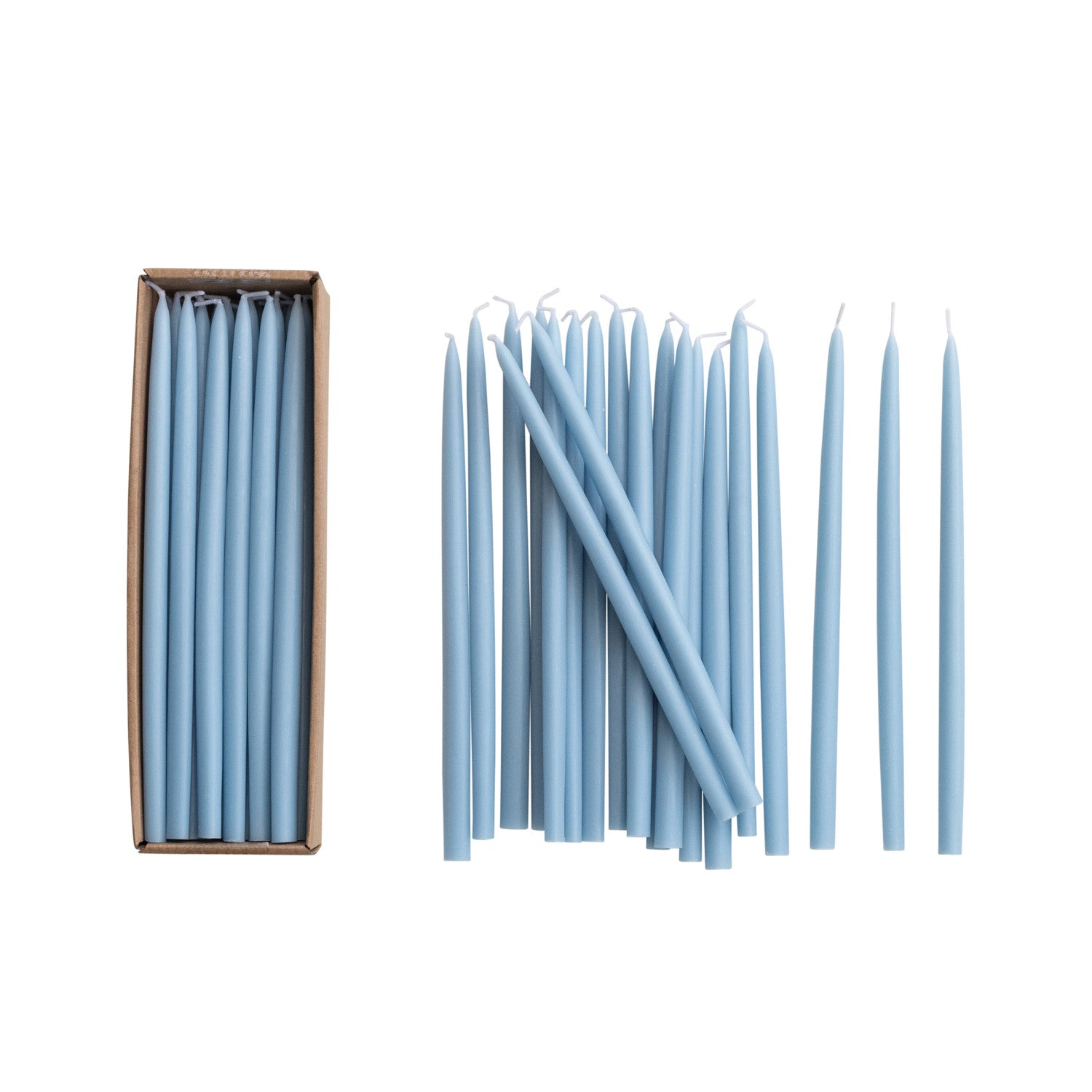 Light Blue Thin Taper Candles in Box