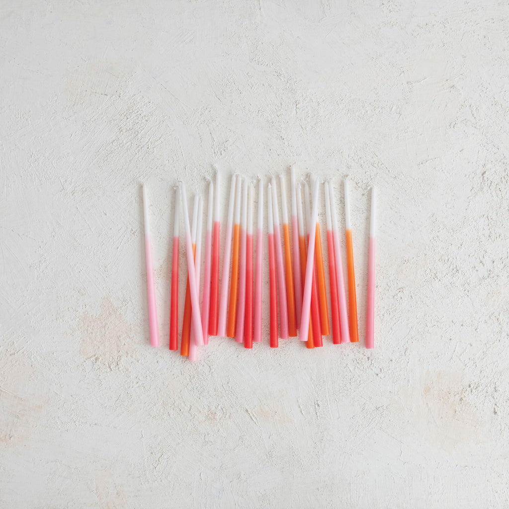 Pink Orange Natural Thin Taper Candles in Box