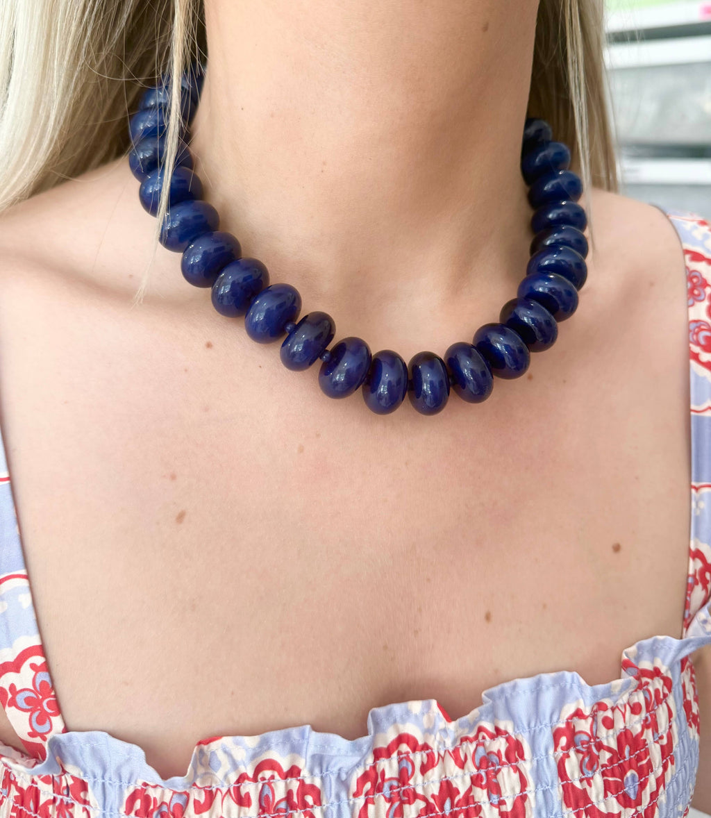 Bailey Light Blue Chunky Beaded Necklace