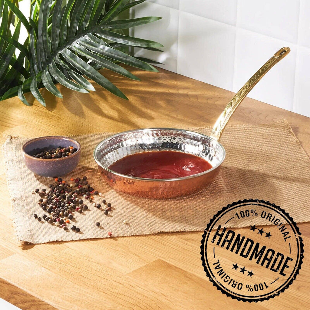 Handmade Copper Saute Pan, Hammered Copper, 6.3"