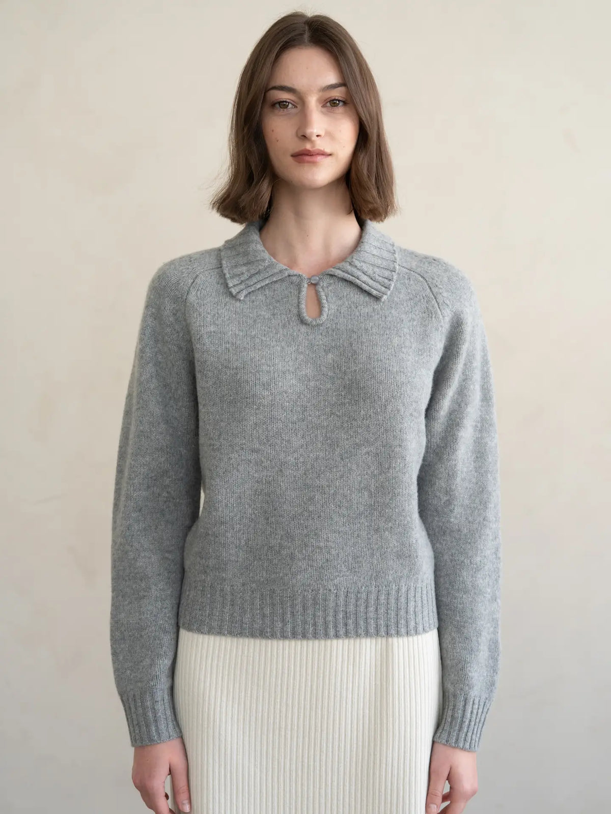 Wide Rib Collar Knit Sweater