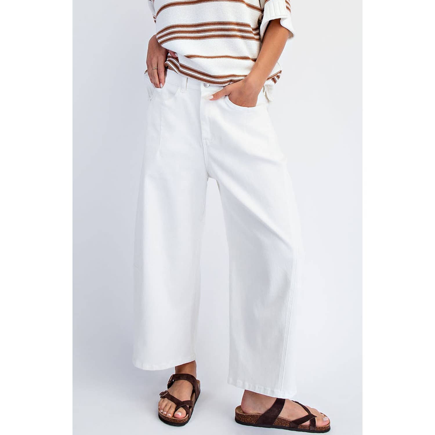 Mid Rise Barrel Cotton Twill Jeans