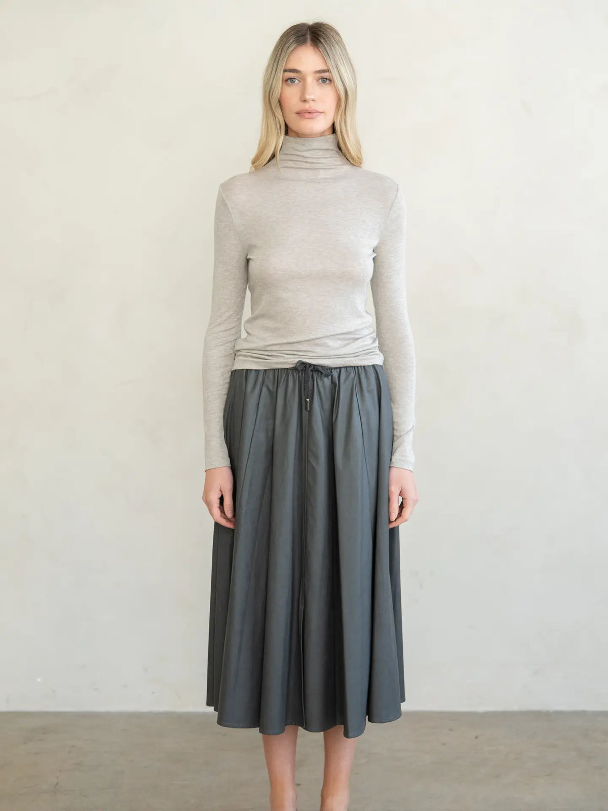 Slim Fit Turtle Neck Top in Taupe