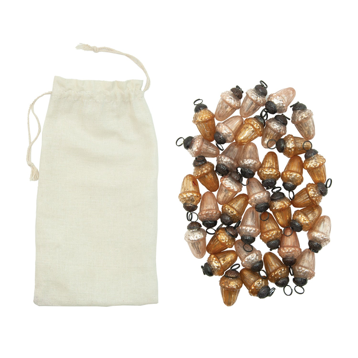 Mercury Glass Acorn Shaped Ornaments in Bag