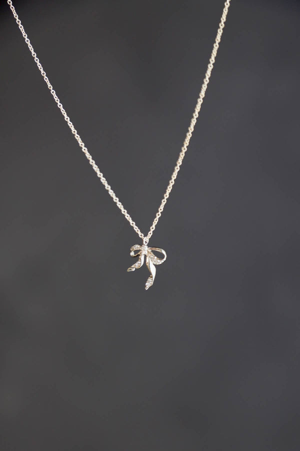 SILVER CZ BOW NECKLACE