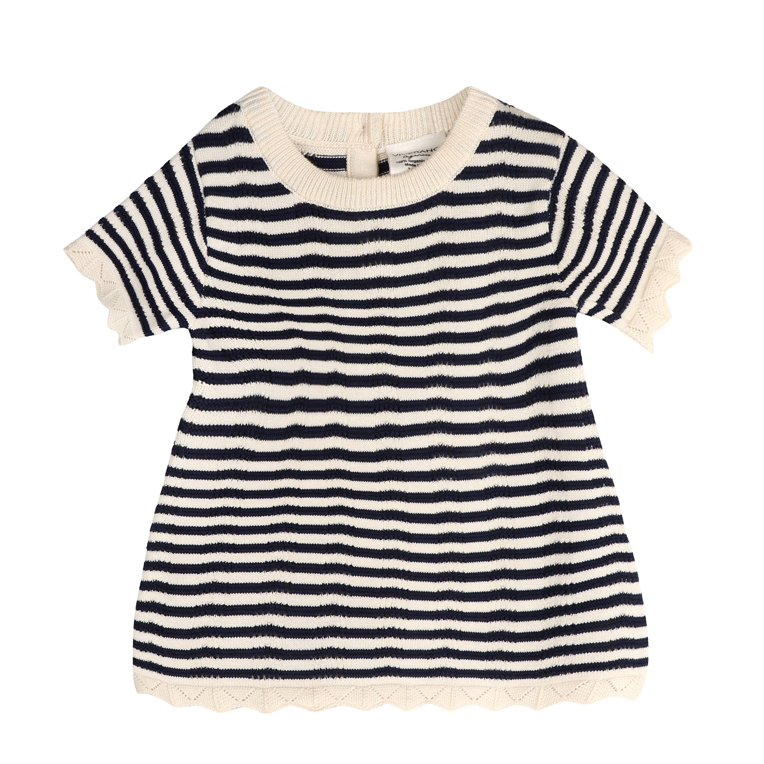 Pointelle & Navy Stripe Knit Tunic Dress & Bloomer (Organic)