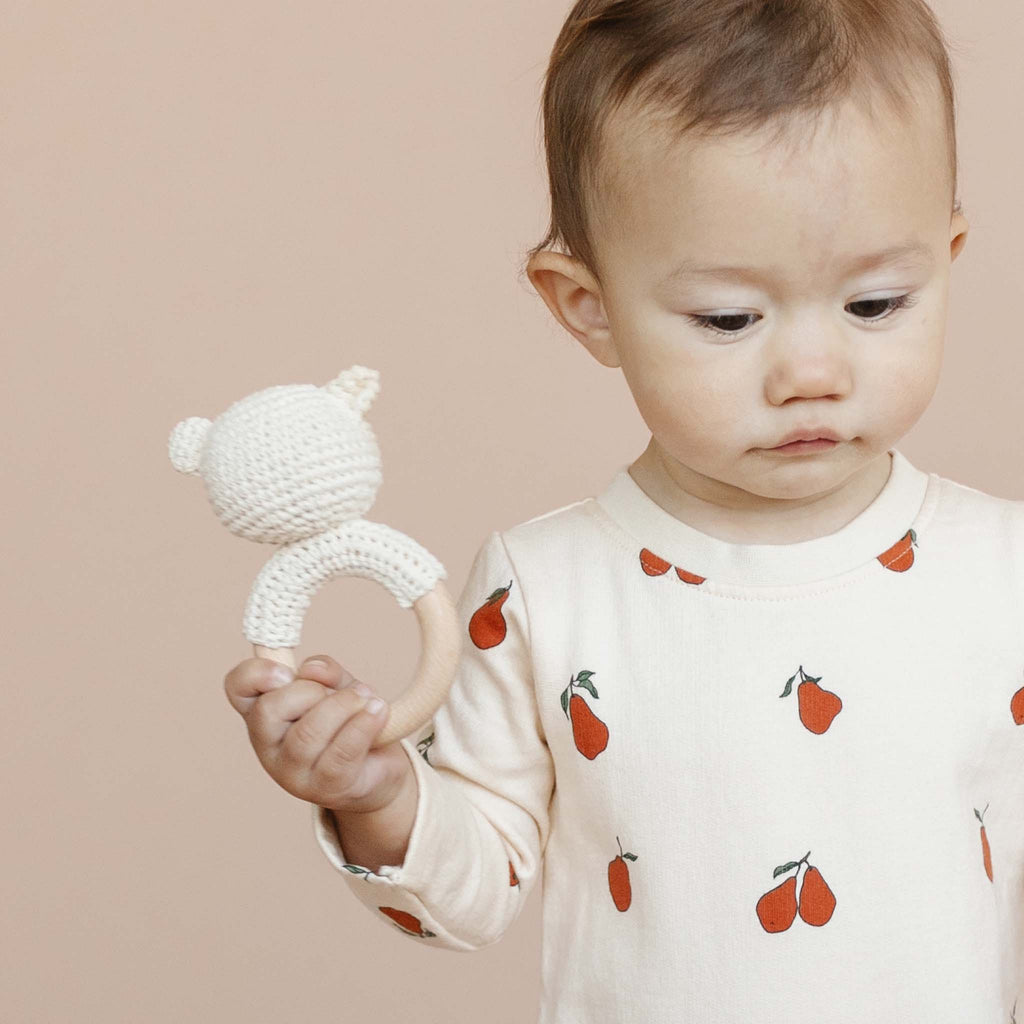 Cream Bear Teether Rattle