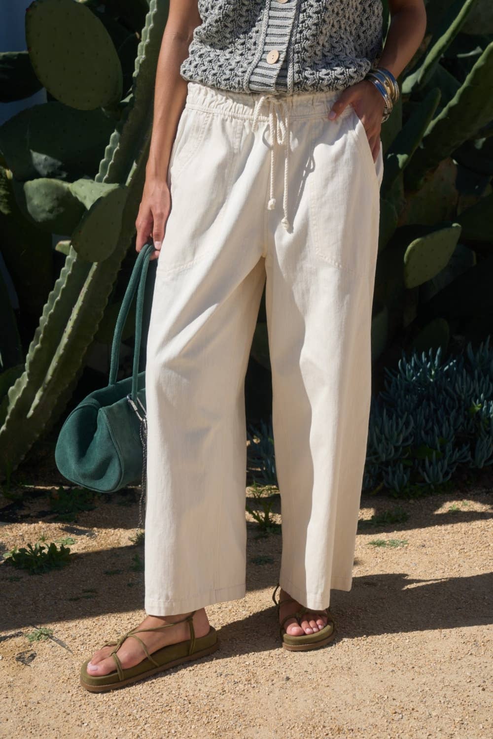 Drawstring Wide Leg Casual Pants