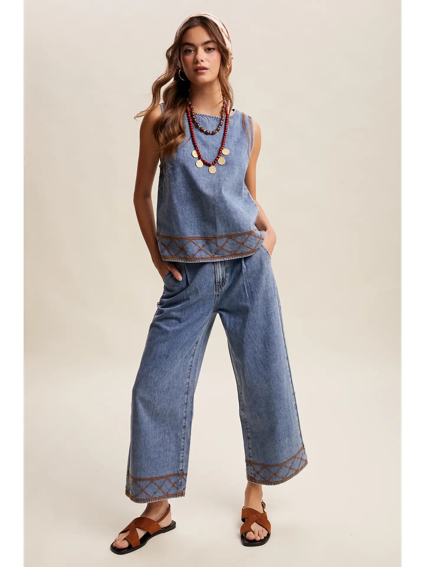 Denim Tank & Pants Set in Drift Blue