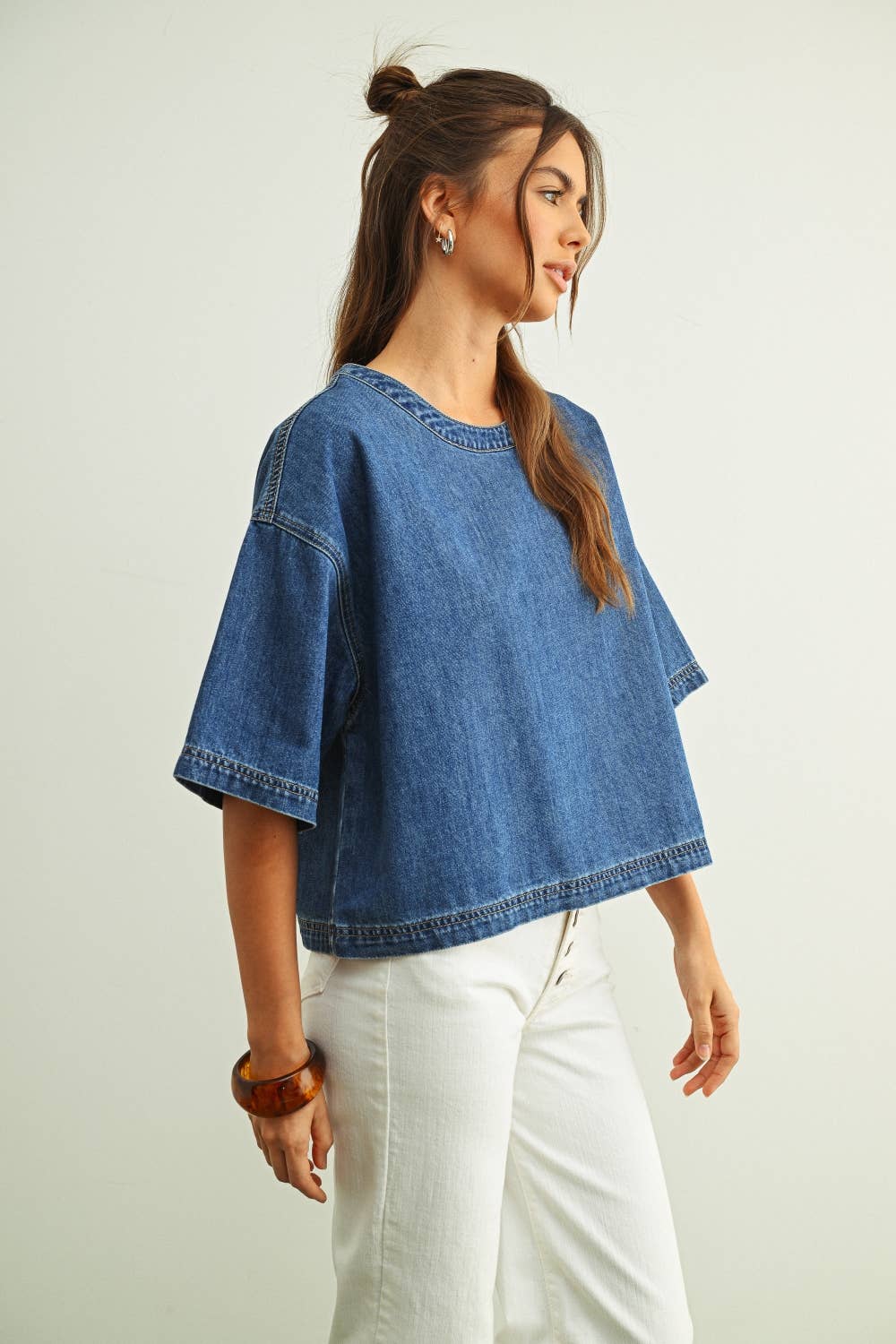 Round Neck Denim Top